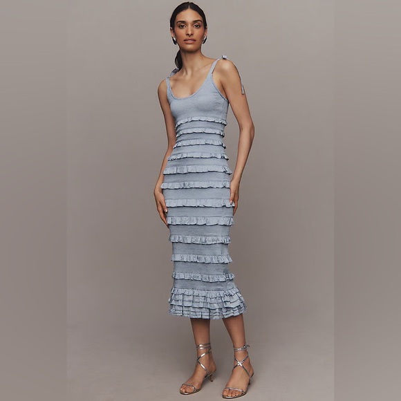 V. Chapman Dresses & Skirts - V Chapman Lotus Ruffle Body Con Ruffle Stretch Midi Size‎ 0